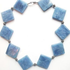 Blue Quartz Crystal and Sterling Silver Necklace